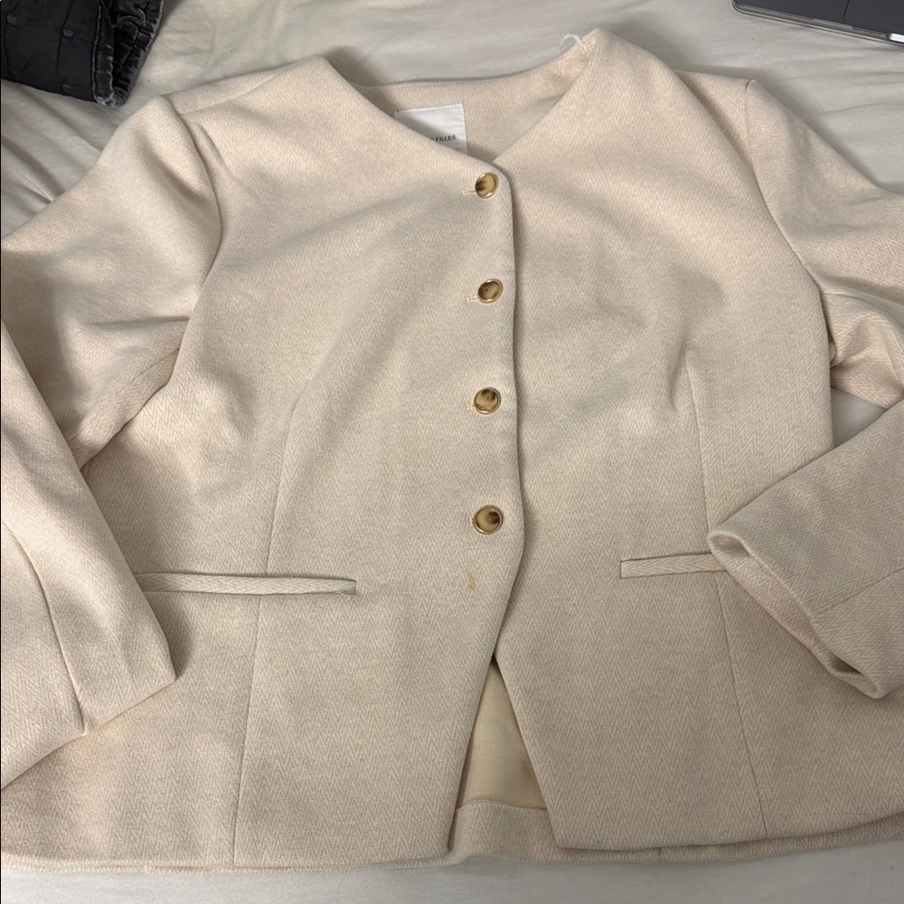 Anthropologie Elegant Cream Women's Jacket
